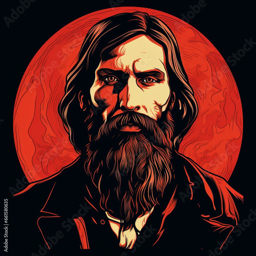 Imaginary Portrait of Rasputin, Russian sorcerer, ia generated photo