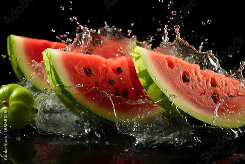 slice of watermelon in water