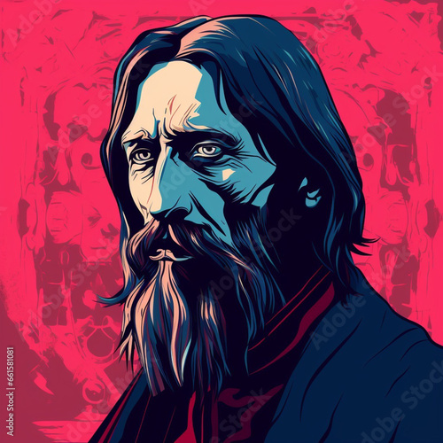 Imaginary Portrait of Rasputin, Russian sorcerer, ia generated