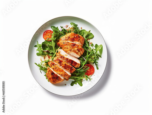 Healthy keto lunch concept Chicken fillet with salad, generative ai