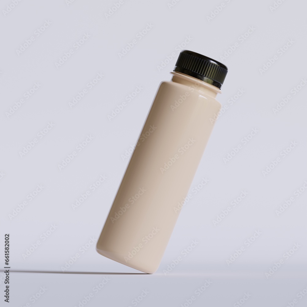 Cool Brew Coffee Bottle with a black color cup and realistic render Cool Brew Coffee Bottle with a black color cup and realistic render