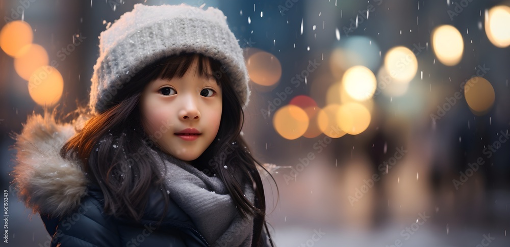 a girl is looking into Christmas decorated shop windows, the city, New Year's lights and garlands of the city, celebrating Christmas a girl is looking into Christmas decorated shop windows, the city, New Year's lights and garlands of the city, celebrating Christmas