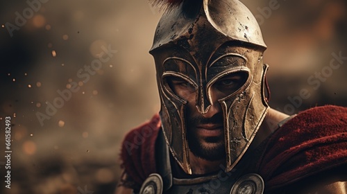 Spartan Warrior in the battlefield, victorious.