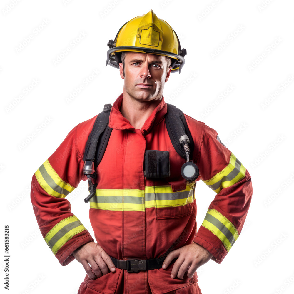 firefighter on isolated transparent background firefighter on isolated transparent background