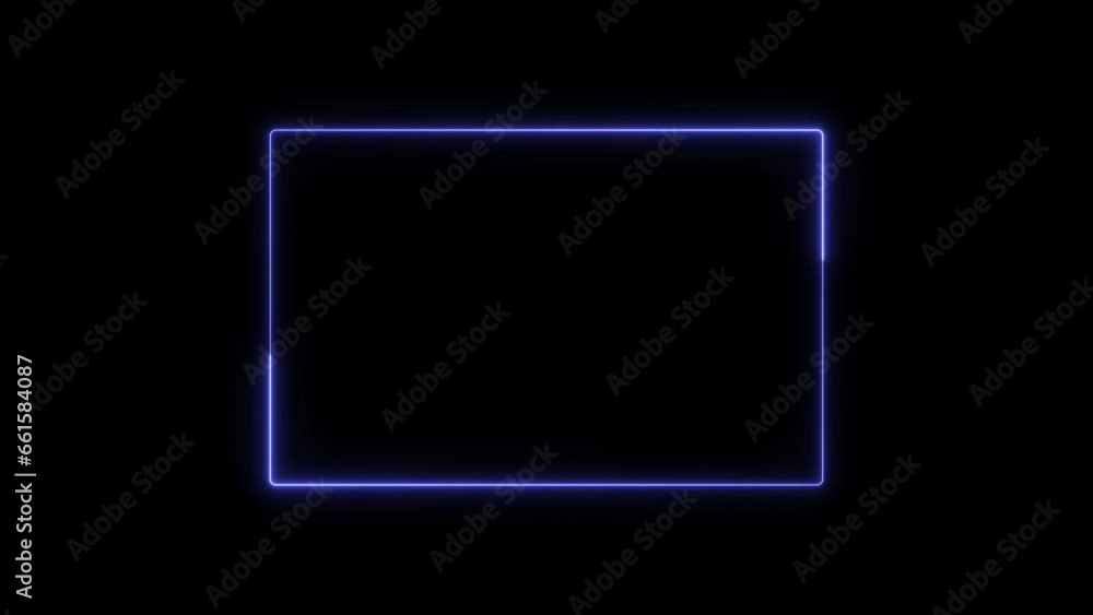 Purple rectangle glowing neon frame animation. Black background 4k video moving. Purple rectangle glowing neon frame animation. Black background 4k video moving.
