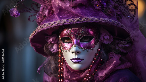 Vibrant carnival masks adorn the streets of Venice during a traditional festival