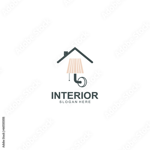 Minimalist interior logo. creative line art style concept for furniture interior template