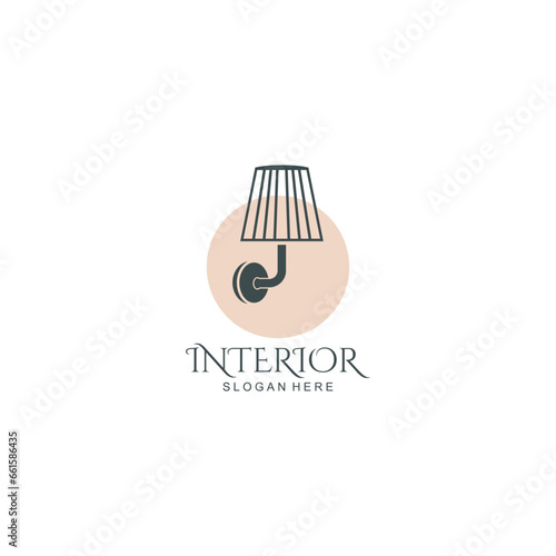 Minimalist interior logo. creative line art style concept for furniture interior template