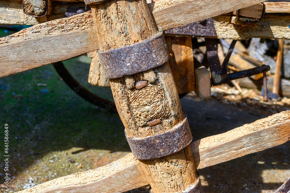Ancient wheeled cart in Cofino, Asturias, Spain