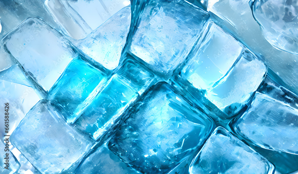 Blue ice background design, close-up ice, abstract bright colors, Generative AI Blue ice background design, close-up ice, abstract bright colors, Generative AI