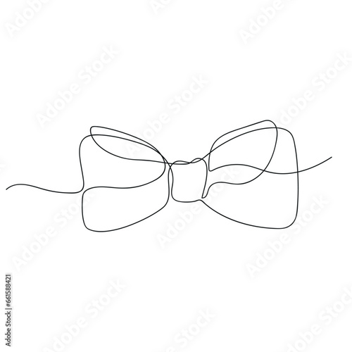 Bow tie drawn in one continuous line. One line drawing, minimalism. Vector illustration.