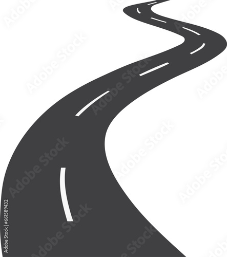 Winding road on an isolated white background. Road location infographic templates.