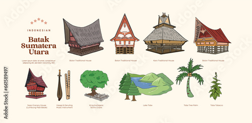 Isolated Batak North Sumatera Indonesia Landmark Illustration