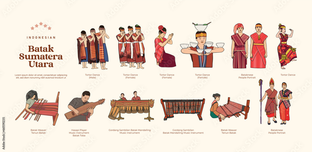 Isolated Batak North Sumatera Indonesia Culture Illustration - obrazy, fototapety, plakaty 