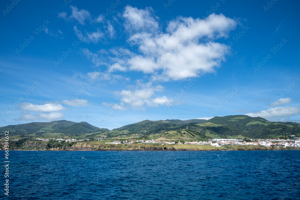 Litoral in the south of Sao Miguel Island in the Azores view from a boat
