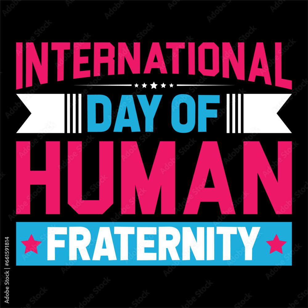 International day of human fraternity. Human Rights T-shirt Design.