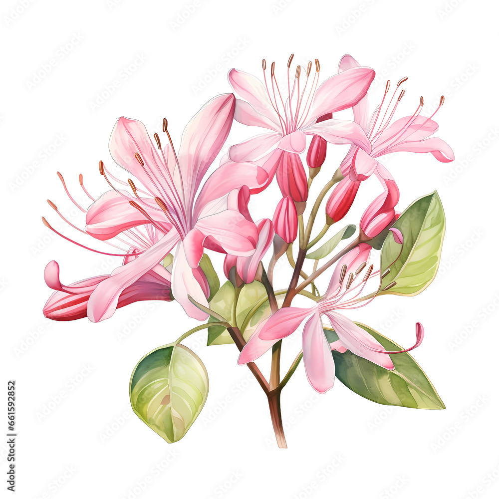 Honeysuckle Flower Watercolor Clipart | No Background | Transparent PNG
