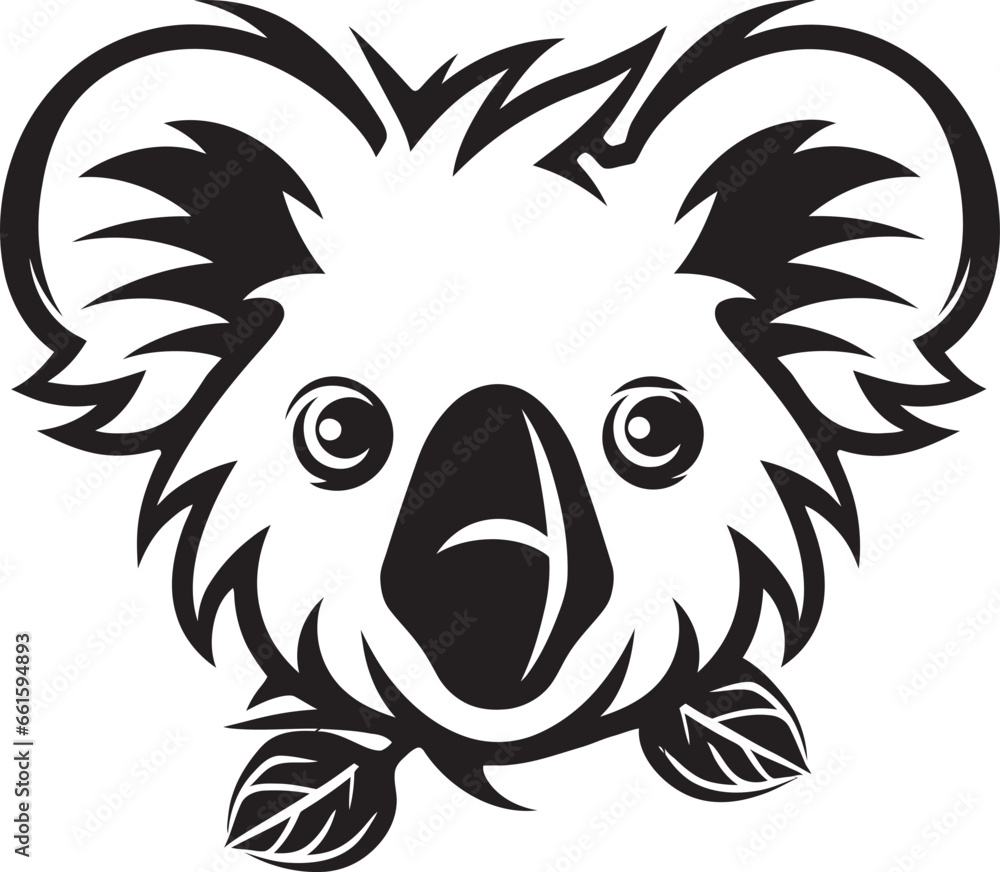 Sleek and Endearing Black Koala Emblem Abstract Koala Cuteness in Monochrome