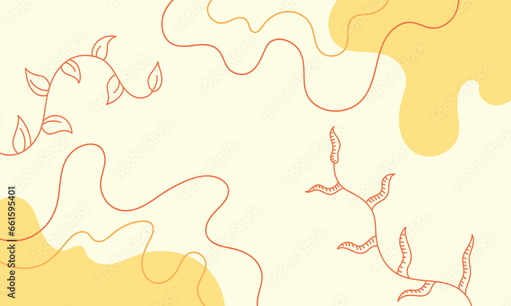 Wavy and fluid line plant or botanical background. Pastel colored leaves backdrop design. Suitable for poster, banner, presentation, or magazine cover.