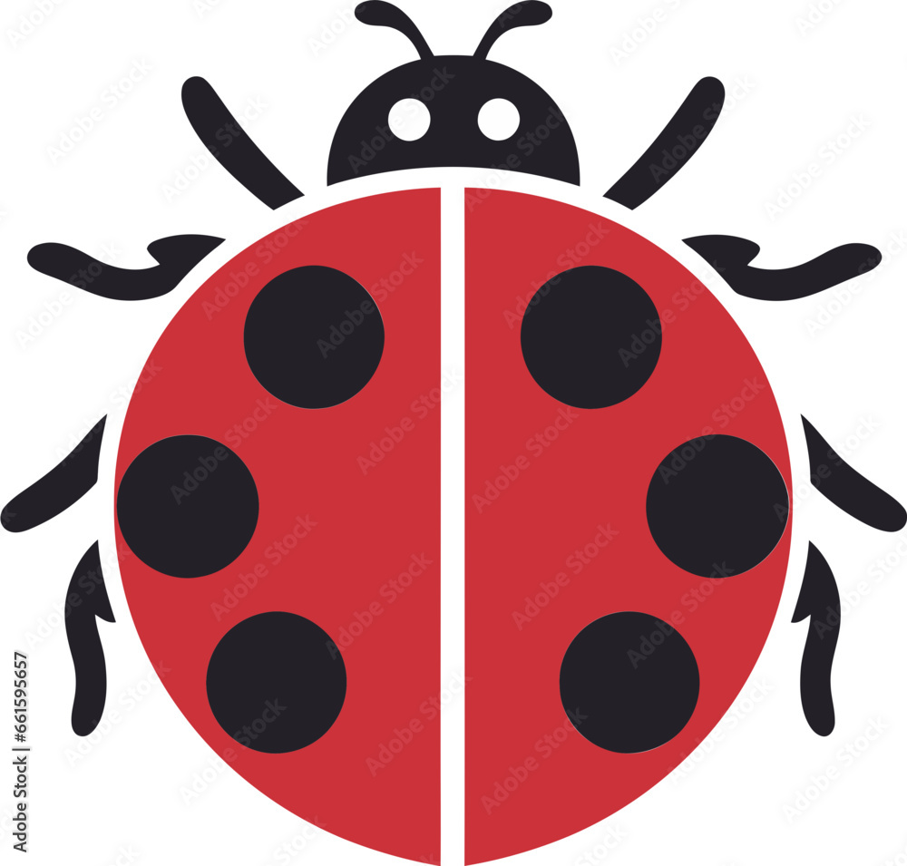Fototapeta premium Silent Beauty in Motion The Vector Ladybug Crest Symmetrical Splendor The Ladybugs Minimalistic Mark