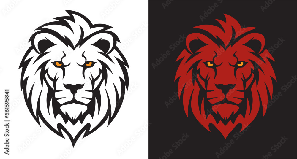 Lion head logo, symbol, tattoo, illustration art, template Lion head logo, symbol, tattoo, illustration art, template