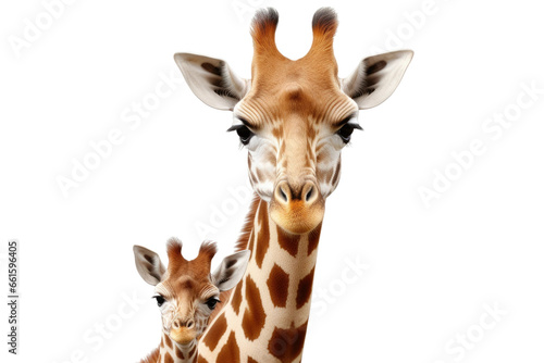 Giraffe with Her Baby on isolated background
