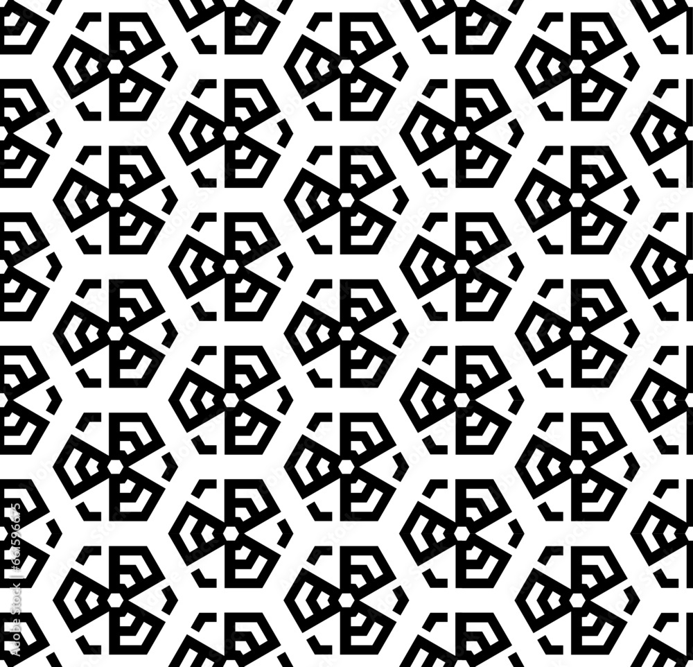 Black and white seamless abstract pattern. Background and backdrop. Grayscale ornamental design. Mosaic ornaments. Vector graphic illustration. EPS10. Black and white seamless abstract pattern. Background and backdrop. Grayscale ornamental design. Mosaic ornaments. Vector graphic illustration. EPS10.