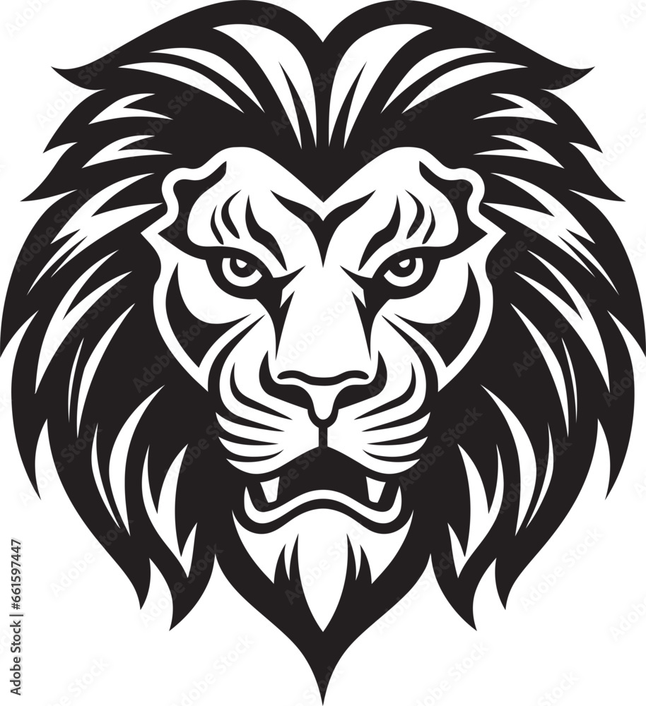 Obraz premium Vector Valor in Black Regal Lion Insignia Sculpted Dominance Black Lion Heraldry in Vector