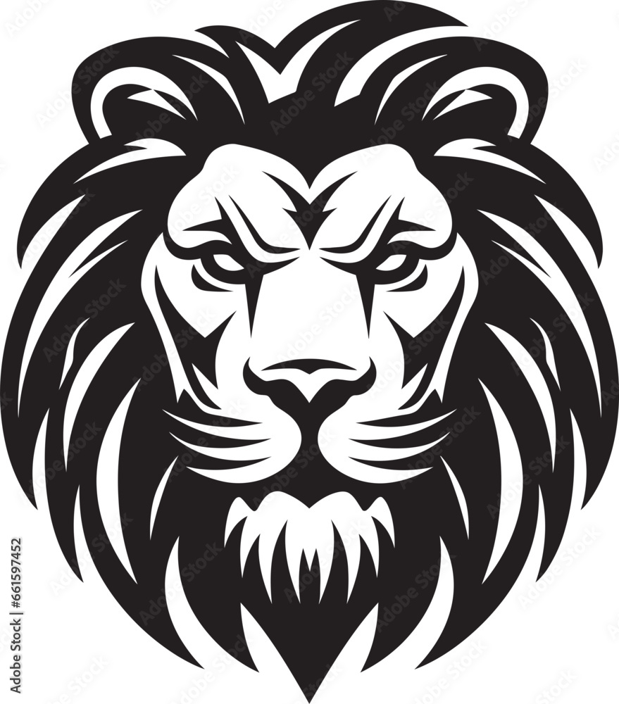 Mystical Monarch Vector Lion Icon in Black Lions Vigilance A Heraldry in Black Vector