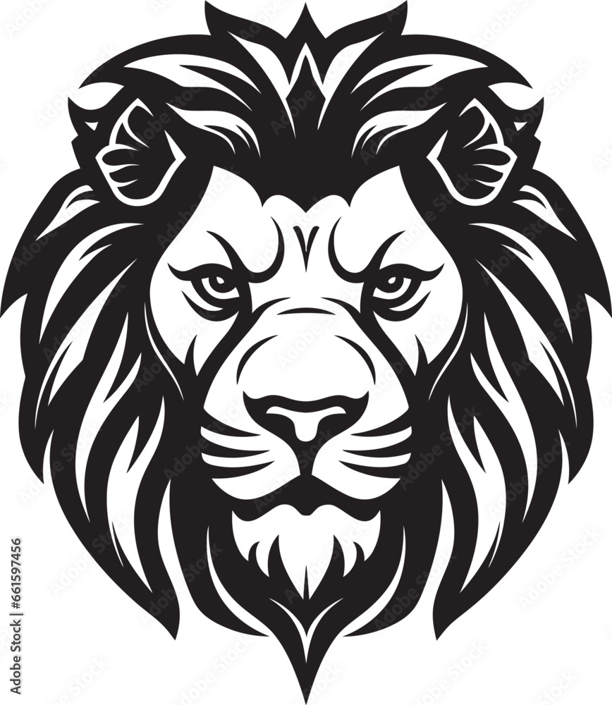 Roaring Resonance Vector Black Lion Icon Enigmatic Strength Black Lion Emblem in Vector
