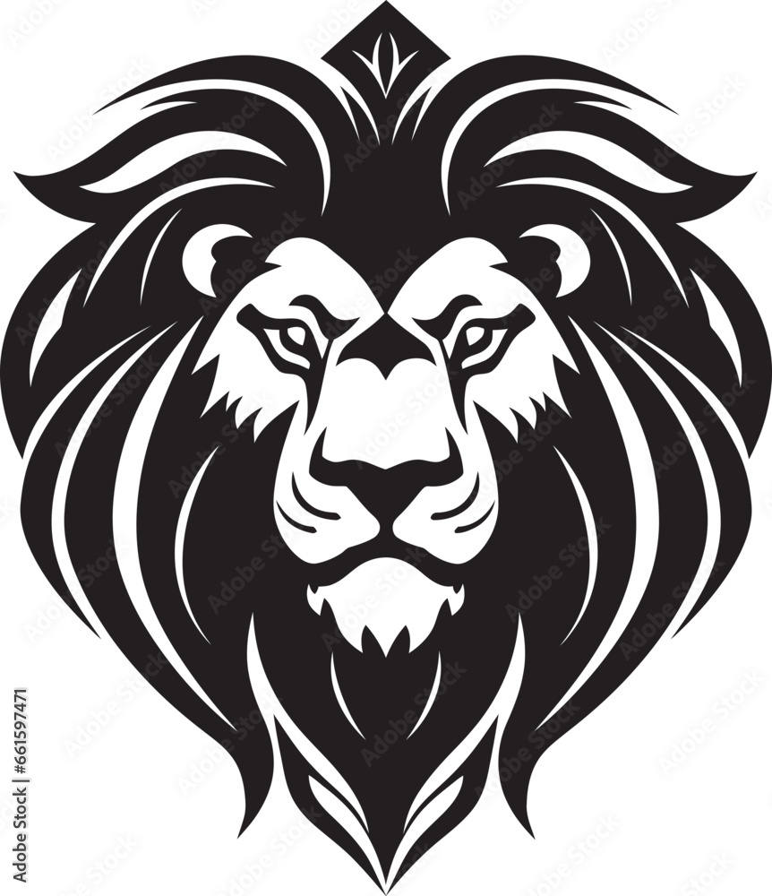 Fototapeta premium Feline Finesse Lion Emblem Design Savage Grace Black Vector Lion Icon