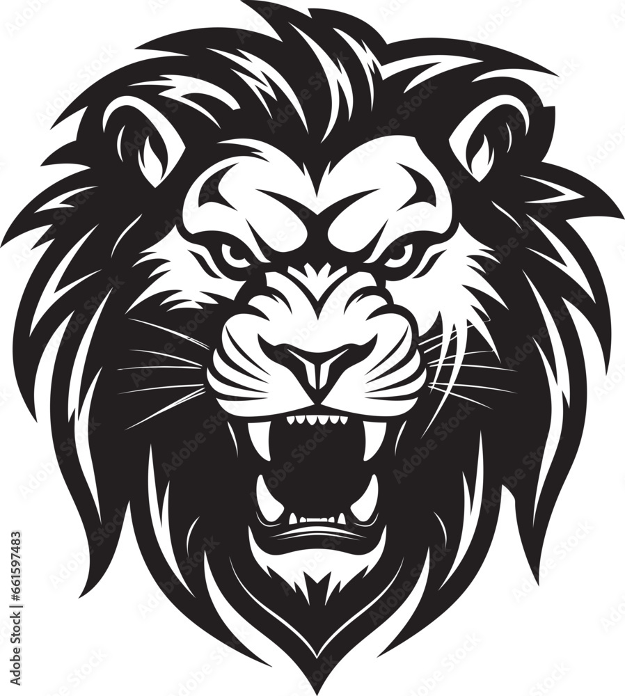 Regal Roar Black Lion Icon in Vector Untamed Prowess Lion Logo Excellence