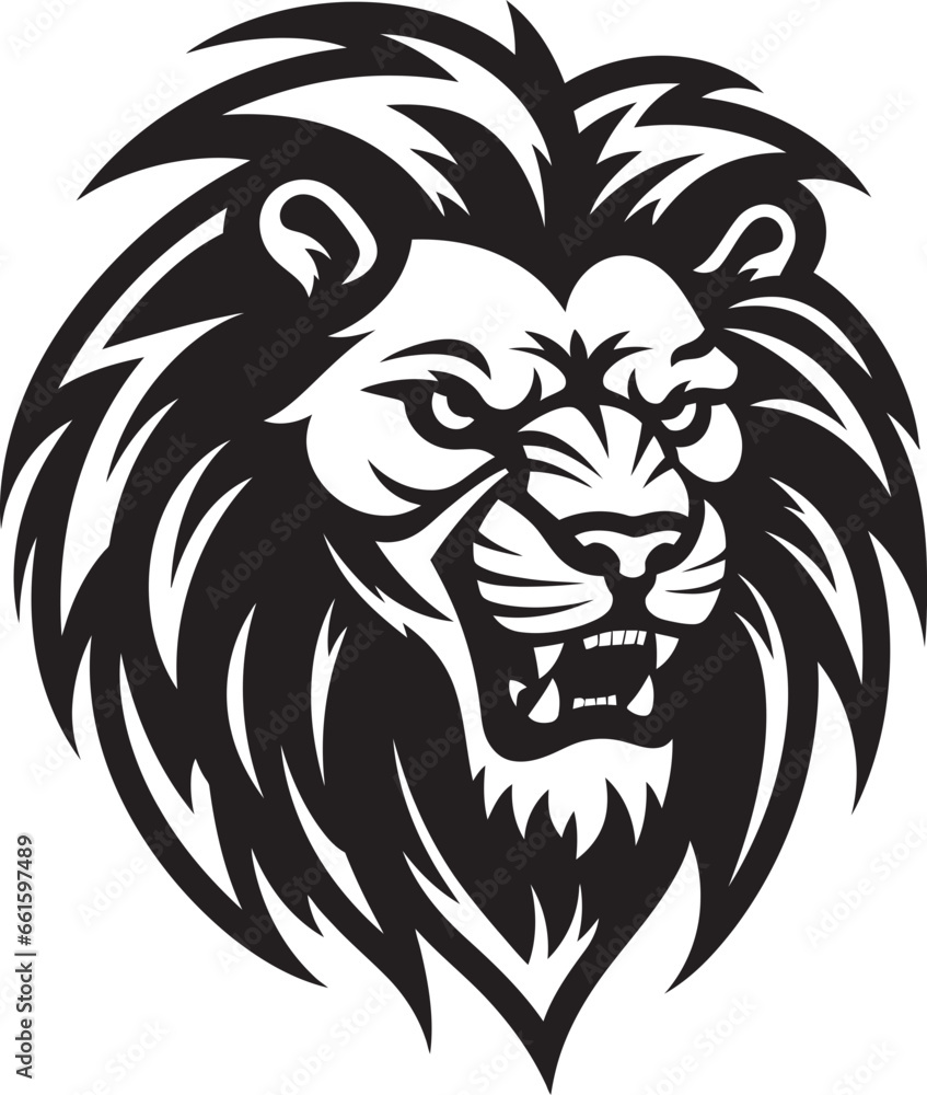 The Lions Mark Black Vector Logo Emblem Savage Strength Lion Emblem Design