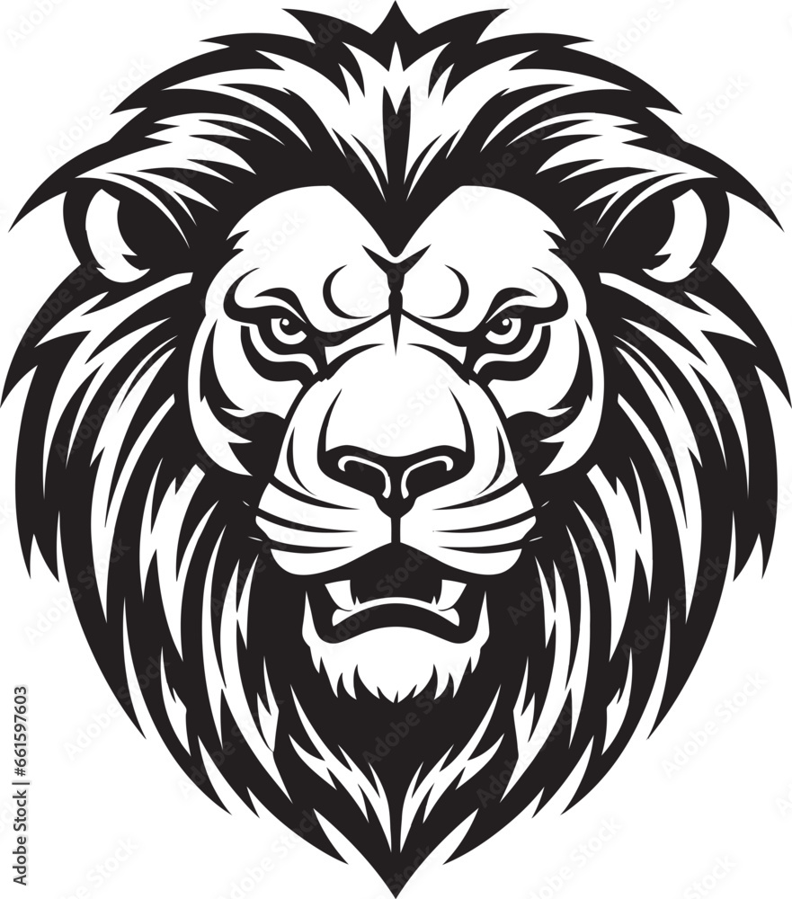Prowling Grace Black Lion Emblem Excellence Ferocity Unleashed Lion Icon Design