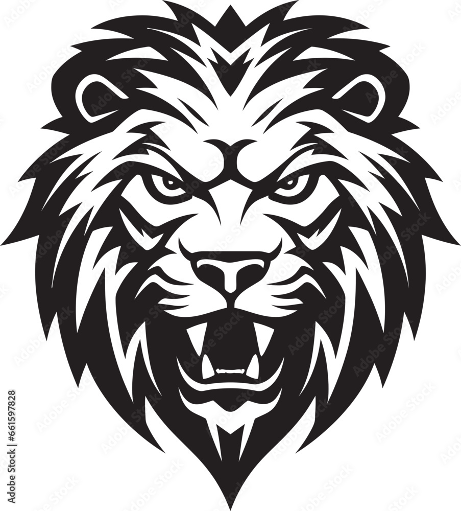 Elegant Dominance Black Vector Lion Emblem Hunt in Style Pouncing Majesty in Lion Icon