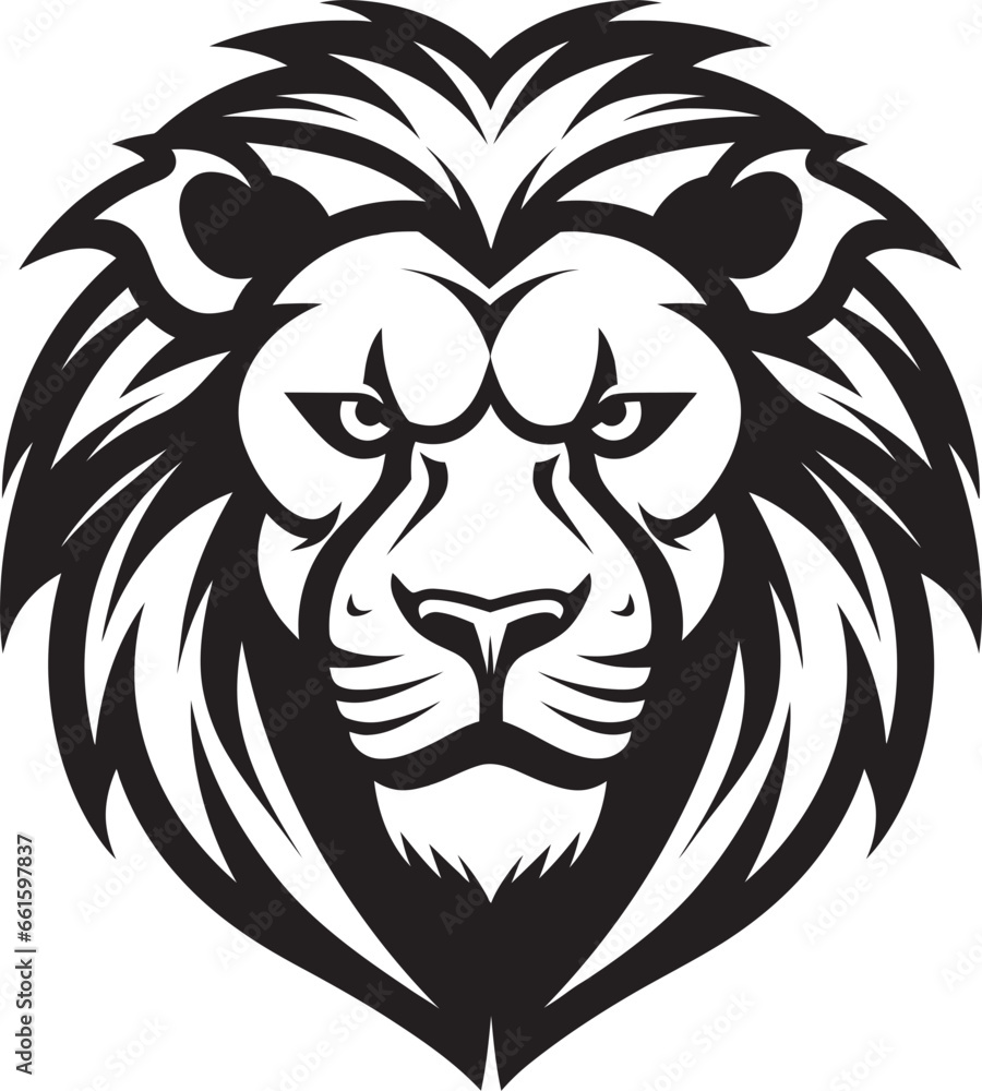 Majestic Hunter The Lion Icon Design Excellence The Prowling King Roaring Black Lion Emblem