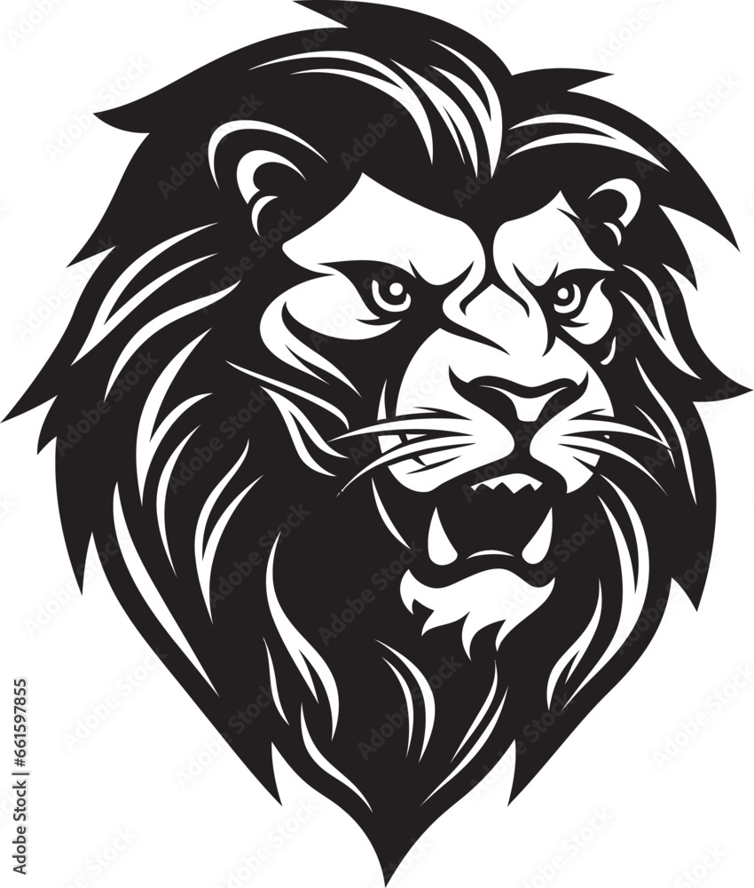 Feline Excellence Majestic Black Vector Lion Logo Roaring Grace The Regal Roar of Lion Icon