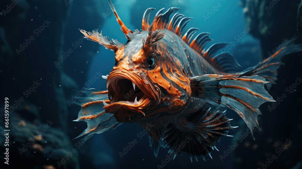 A magical underwater world with various beautiful fish, a seascape with exotic tropical fish A magical underwater world with various beautiful fish, a seascape with exotic tropical fish