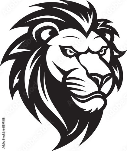 Proud Majesty Black Lion Icon in Vector Design Savage Strength A Majestic Black Lion Emblem © BABBAN