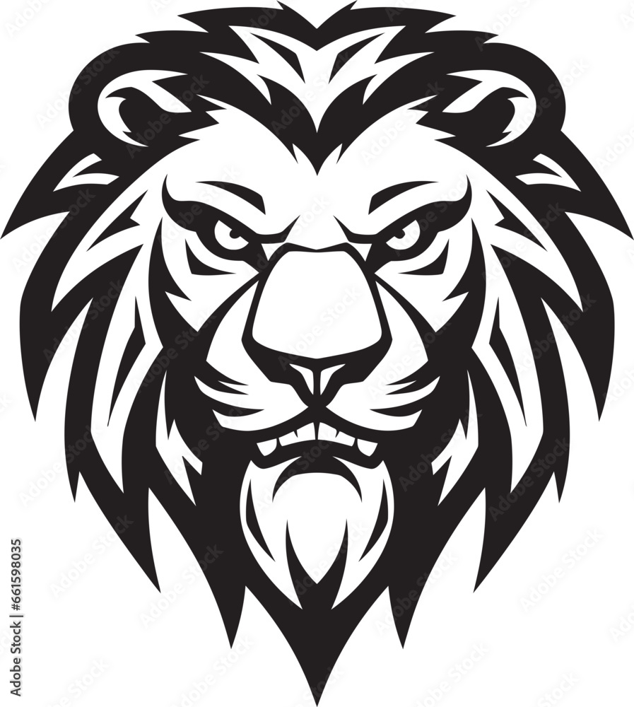 Untamed Beauty Black Vector Lion Logo   The Unrestrained Elegance Regal Roar Black Lion Emblem   The Commanding Symbol of a King