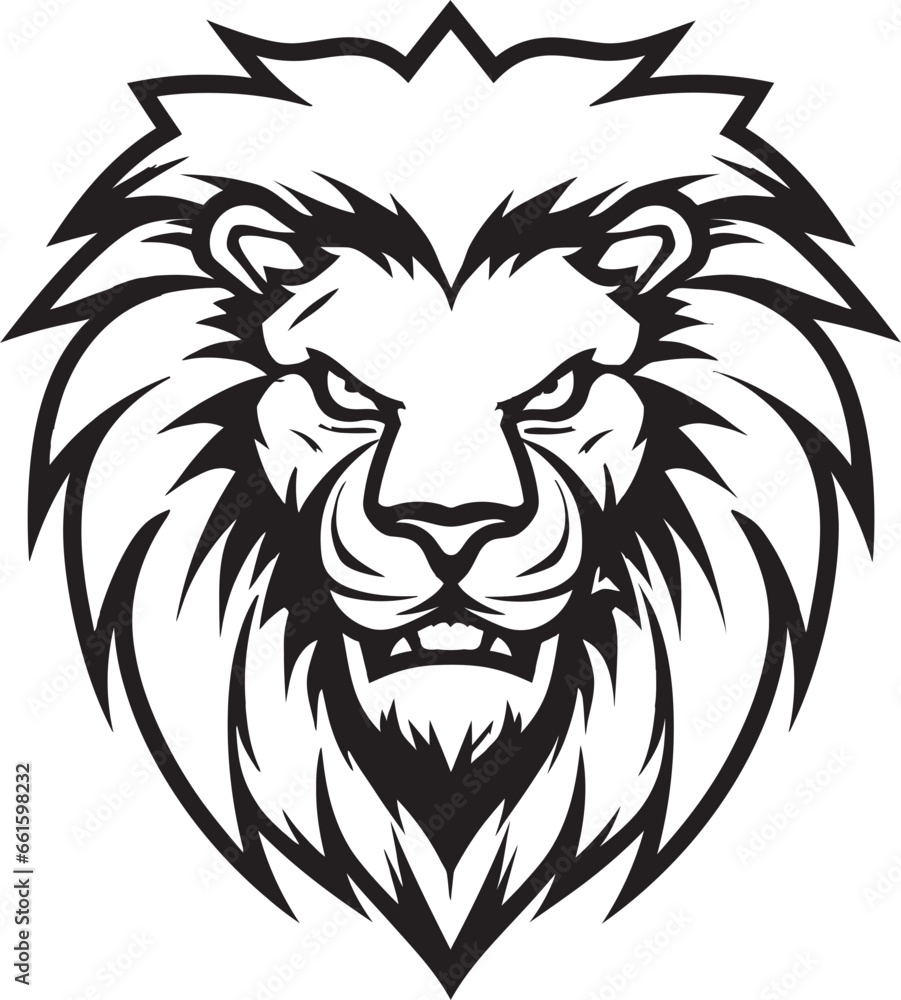 Majestic Mane in Black Lion Icon Boldly Regal Black Lion Symbol in Vector