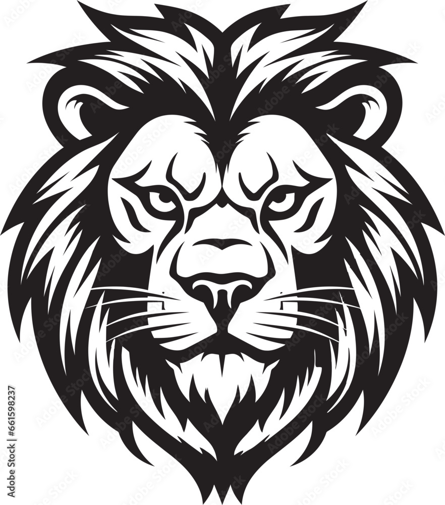 Fototapeta premium Lions Command Vector Logo Design Enigmatic King Black Lion Insignia