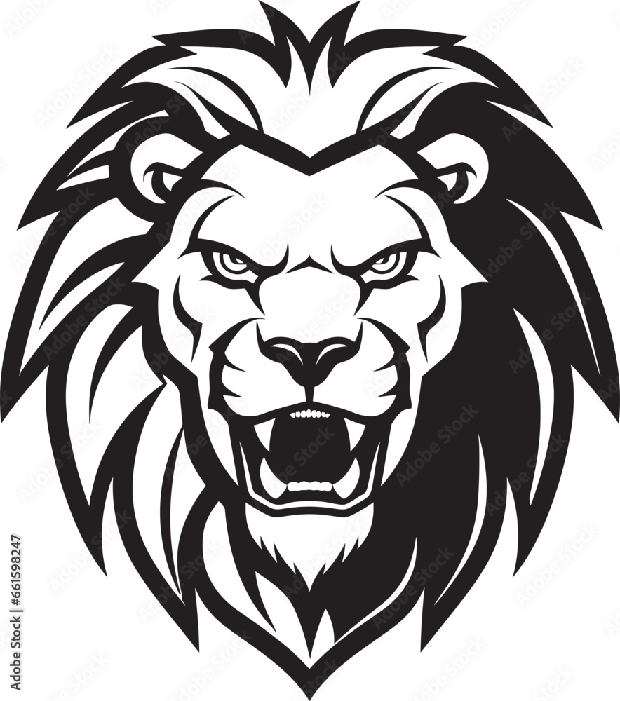 Ink Black Growl Lion Vector Icon Sculpted Strength Black Lion Logo