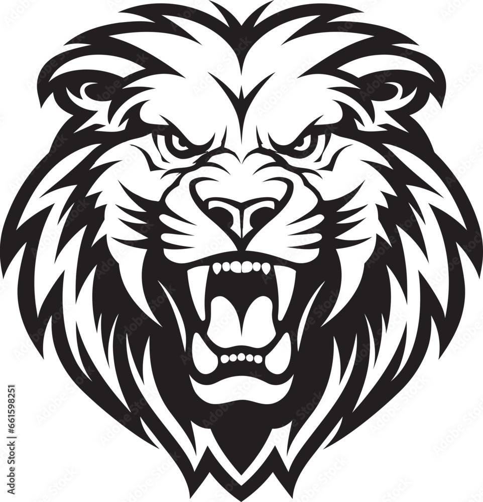 Elegant Predation Vector Lion Emblem Darkened Dominance Black Lion Icon