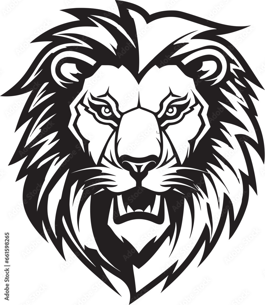 Serpentine Grace Black Lion Emblem Ink Enigma Vector Lion Logo