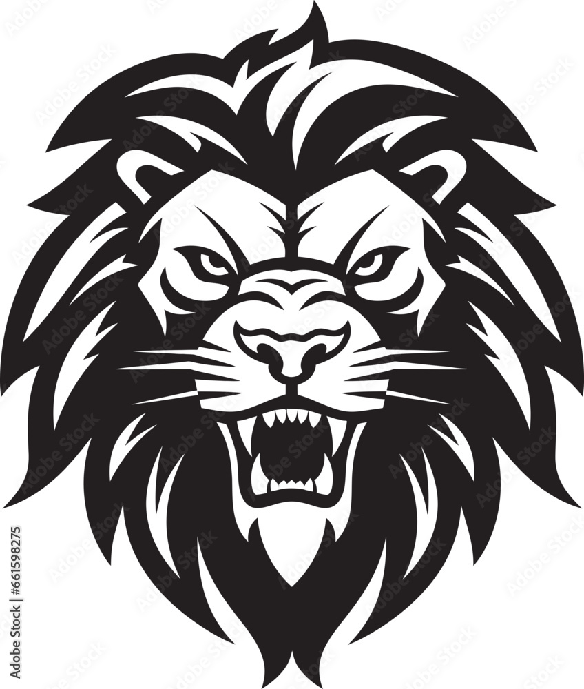 Vector Monarch Black Lion Insignia Blackout King Lion Vector Emblem