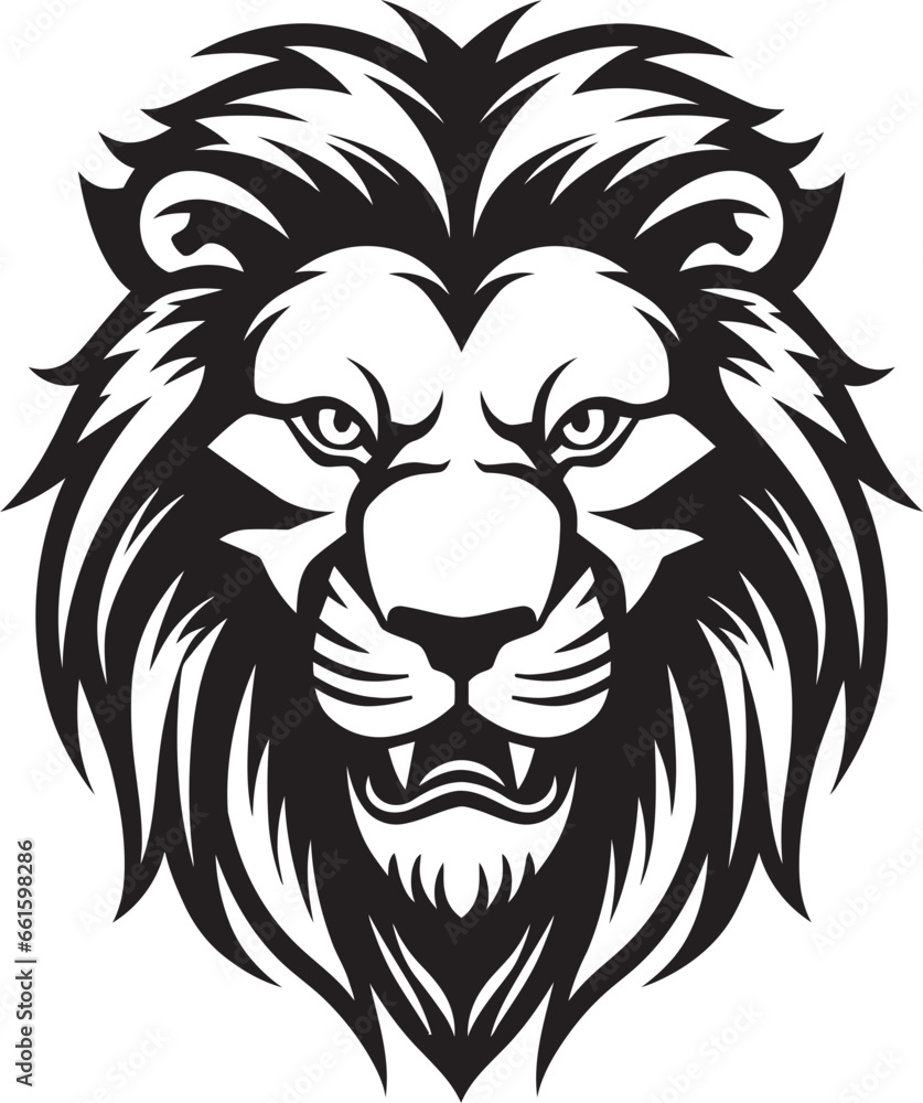 Elegant Intensity Black Vector Lion Emblem Onyx Majesty Lion Icon in Vector