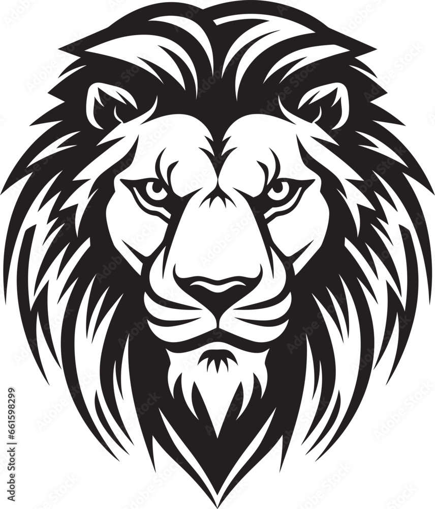 Fototapeta premium Mystic Sovereign Black Lion Icon Shadowed Roar Lion Emblem in Vector
