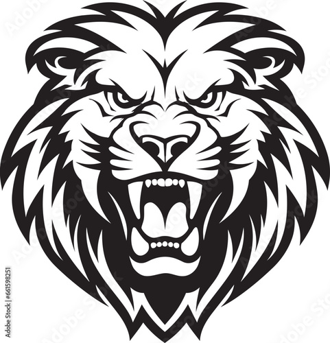 Elegant Predation Vector Lion Emblem Darkened Dominance Black Lion Icon