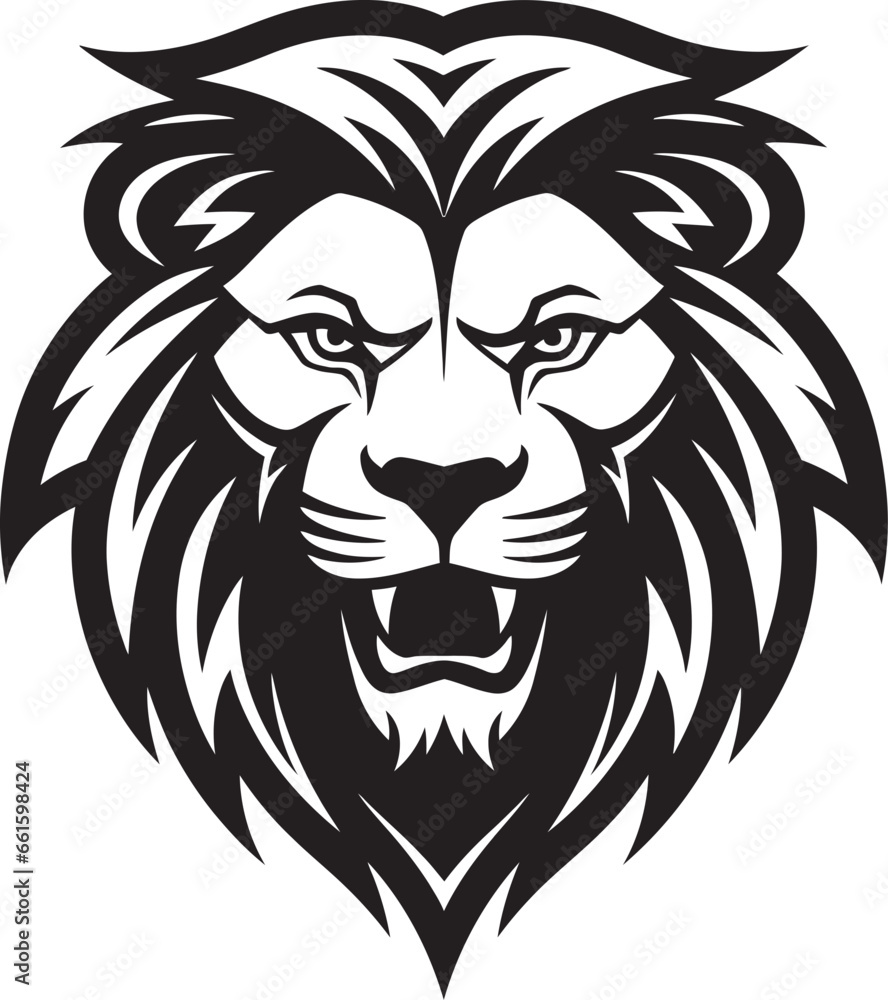 Epic Silence A Black Lion Design Icon Majestic Monochrome A Lion Logo in Vector
